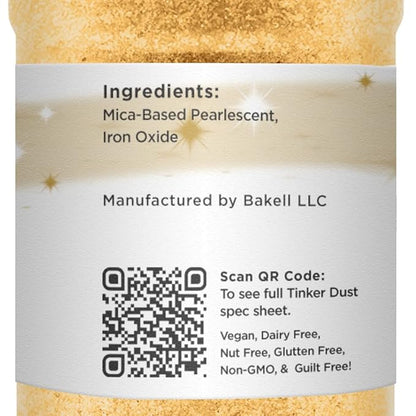 BAKELL Royal Gold Edible Glitter, 45 Grams | TINKER DUST Edible Glitter | KOSHER Certified | 100% Edible Glitter | Cakes, Cupcakes, Cake Pops, Drinks, Dessert Vegan Glitter & Dusts (45g Shaker, Royal Gold)