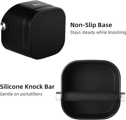 Espresso Knock Box - Bincoo Espresso Machine Knock Box/Espresso Grounds Knock Box, Barista Style Coffee Knock Box for Grounds with Removable Shock-Absorbent Knock Bar and Anti-Slip Base. (Grey)