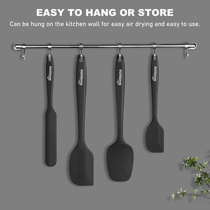 NileHome Silicone Spatula Set, Food Grade Rubber Spatula High Heat-Resistant Premium BPA-Free One Piece Seamless Design Cooking Spatulas Dishwasher Safe BPA-Free 4 pack (Black)