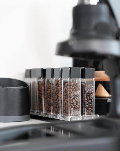 Normcore 12 Tubes Coffee Bean Cellars with Stand & Hopper - Single Dose Coffee Bean Vaults - Espresso Bean Storage Set - One-Way Exhaust Valve - Capacity 25-28g