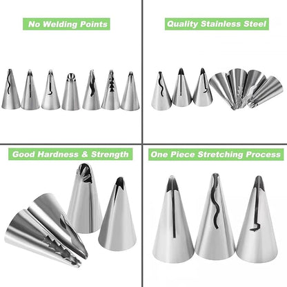 10pcs Cake Decorating Icing Piping Tip Set, Pleated Skirt PipingNozzles Set Ruffle Piping Tips Stainless Steel Frosting TipsDecorating Tips for Cake Cupcakes Cookies with A Cleaning Brush(10pcs)