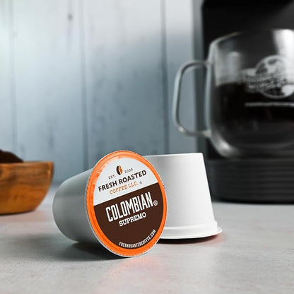 Fresh Roasted Coffee, Colombian, Medium Roast, 96 Pods for K Cup Brewers