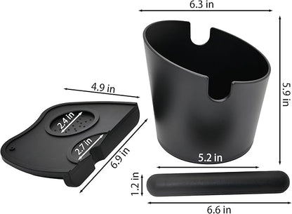 6.3 inch Large Espresso Knock Box Silicone coffee Tamper Mat Espresso Machine Accessories Set of 2 with Removable Knock Bar and Anti-Slip Base for Home Office Barista Tools for Bar Shop