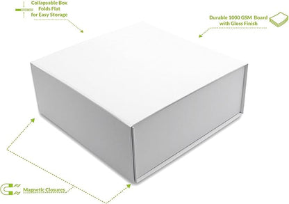 Prime Line Packaging Magnetic Gift Boxes 15 Pack 8x8x4 Small Collapsible White Box with Magnetic Lid for Gift Boxes, Holiday Wrap, Birthdays, Weddings, All Occasions, Bulk
