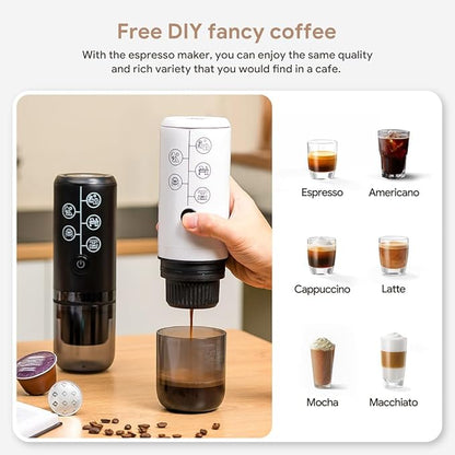 BENFUCHEN 3-in-1 Portable Espresso Machine With NO Heating Function, Type-C Charging Electric Espresso Maker, 17 Bar Mini Coffee Maker For N ESPRESSO/DolceGustoPods & Ground Coffee On the Go, White