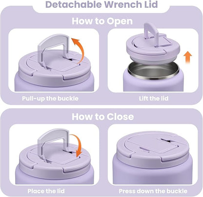 Soup Thermo for Hot Food Kids 13.5oz Lunch Containers with Buckle Lid Wide Mouth Hot Food Jar Vacuum Insulated Stainless Steel Bento Box Leakproof with Spoon(Purple)
