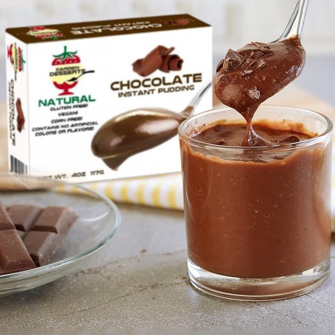 Natural Instant Pudding Mix - Delicious Chocolate & Vanilla Pudding Mix by Garden Desserts - Includes 1 Chocolate & 1 Vanilla. Quick Vegan Dessert, Gluten Free, Kosher 4 Oz (2 Pack, Variety)