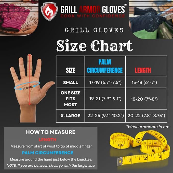 Glow in The Dark BBQ Gloves 932°F Extreme Heat & Cut Resistant Oven Mitts with Fingers – Cooking, Grilling, Baking – Accessory for Smoker, Cast Iron, Fire Pit, Camping, Fireplace