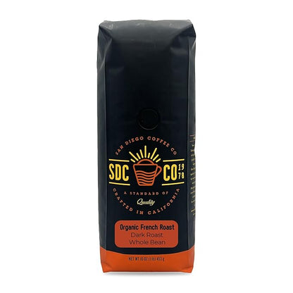 San Diego Coffee Organic French Roast, Dark Roast, Whole Bean Coffee, 16-Ounce Bag Café en grano tostado