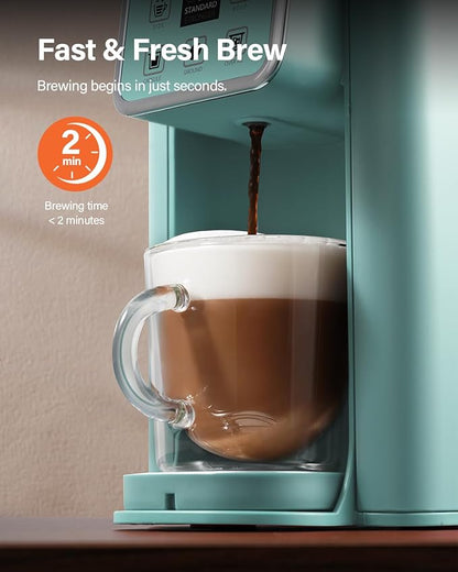 SHARDOR Single Serve Coffee Maker, Hot and Iced Coffee Machine for K Cup Pods & Ground Coffee, 6 to 14 oz Brew Sizes, with 50 oz Removable Water Tank, Bold Brew Setting, Stainless Steel, Blue