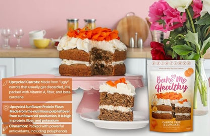 Bake Me Healthy Vegan and Gluten-Free Carrot Cake & Cupcake Mix, 11.9oz (337g) – Dairy-Free, Egg-Free, Nut-Free, Plant-Based, Low Sugar, Allergy-Friendly, Easy to Bake, Made with Upcycled Ingredients