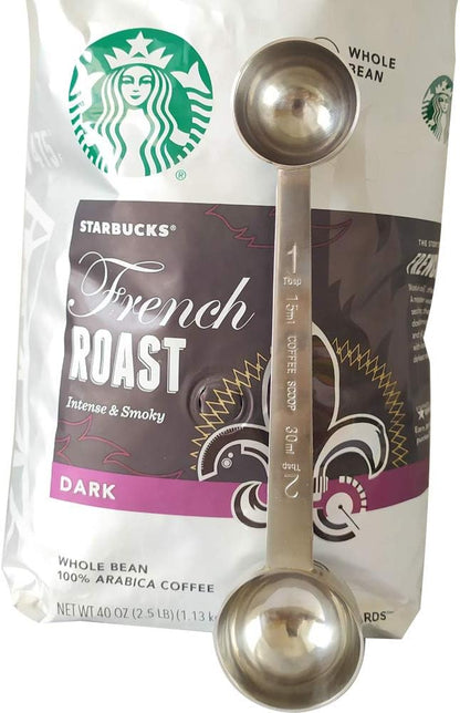 CoaGu Stainless Steel Coffee Scoop: Dual-Measure 1 Tbsp & 2 Tbsp Long Handle Tablespoon for Precise Scooping from Large Coffee Bags or Baking Ingredients
