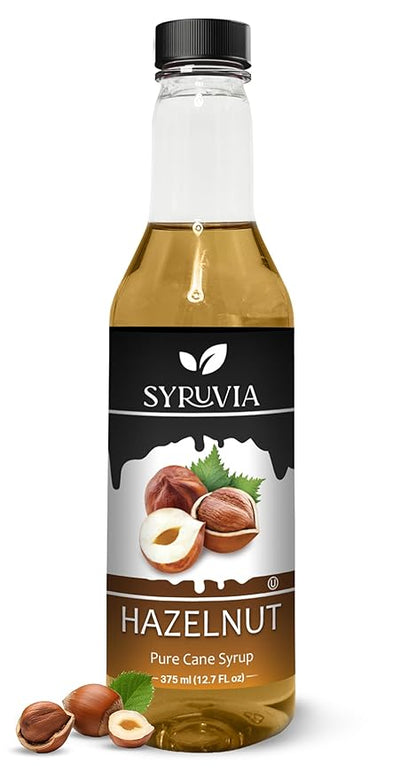 Syruvia Hazelnut Coffee Syrup - 12.7 fl oz Premium Coffee Flavoring Syrup - Kosher Coffee Syrups, Gluten Free, No Coloring, Perfect for Drinks, Soda, Shakes, Desserts, and More.