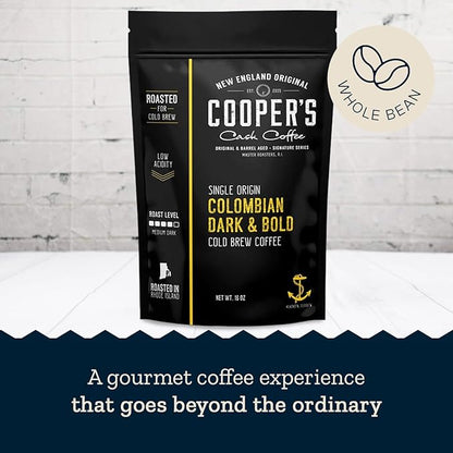 Cold Brew Coffee Colombian Reserve Single Origin Coarsely Whole Bean Coffee - 1 lb. Bag - Dark Roast