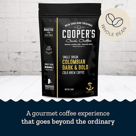 Cold Brew Coffee Colombian Reserve Single Origin Coarsely Whole Bean Coffee - 1 lb. Bag - Dark Roast
