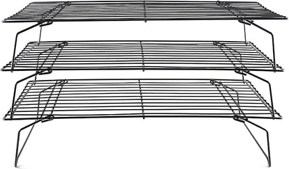 Cooling Rack, 3-Tier Stainless Steel Stackable Baking Cooking Cooling Racks for Cooling Roasting Grilling, Collapsible & Heavy Duty, Oven & Dishwasher Safe