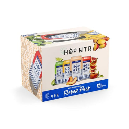 HOP WTR Sparkling Hop Water, Variety Pack 12 Pack, Sugar Free, Low Carb Non Alcoholic Drinks, NA Beer, Adaptogen Drink, No Calories, Adaptogens & Nootropics for Added Benefits, 12 oz Cans