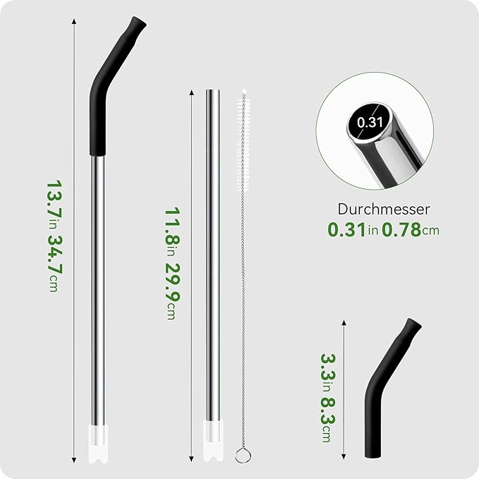 Snowfall Metal Straw Reusable for Stanley 30 OZ, 2 Pcs Reusable Long Stainless Steel Drinking Straws with Silicone Tip, 1 Straw Brush, BPA Free (Light Pink)