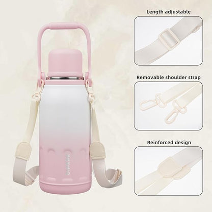 BJPKPK Insulated 40oz Thermos Water Bottle with Lid and Carry Handle Dishwasher Safe Stainless Steel Water Bottles,Pink Pearl