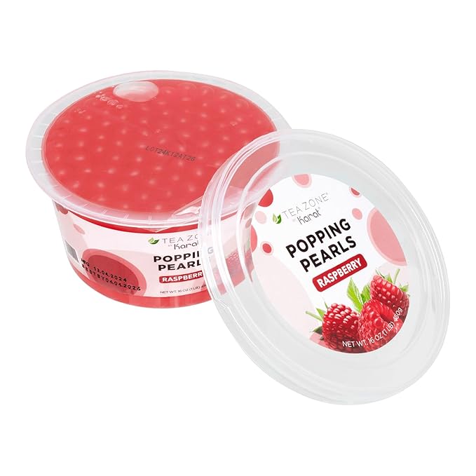 Tea Zone [1 Pound] Raspberry Popping Pearls, Bursting Pearls for Teas, Shakes, Smoothies, Dessert Toppings