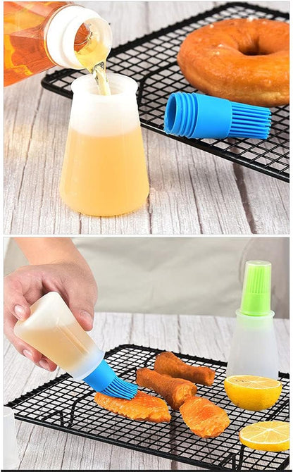 Silicone Oil bottle brush，BBQ/Pastry Basting Brushes,Silicone Cooking Grill Barbecue Baking Pastry Oil/Honey/Sauce Bottle Brush (4 PCS,red)