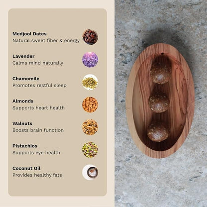 Jools Medjool Date Energy Bites with Lavender & Chamomile – Made with Organic Ingredients – Calming Superfood Snack – Tastes Like Chocolate, Coconut & Caramel with Floral Notes – Chewy, Nutty, Naturally Sweet – No Added Sugar, Vegan & Gluten Free | 3 ×...