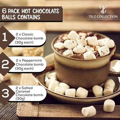 Hot Chocolate Bombs - 6 Hot Cocoa Bombs, Gifts For Kids, Mini Marshmallows For Hot Chocolate & Toppings |Hot Chocolate Gift Sets, Gourmet Hot Chocolate Bar |Kids Gifts, Women, Men (Bolas De Chocolate Para Leche Caliente)