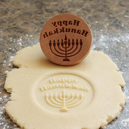 Wood Cookie Stamp, 2.5 Inch (Happy Hanukkah CS-115)
