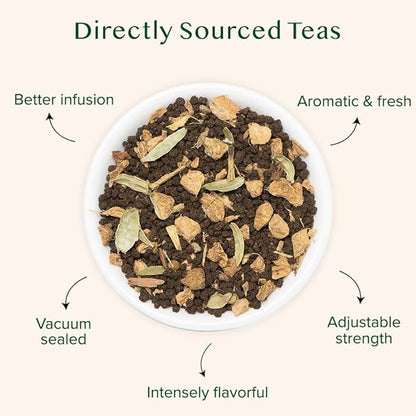 VAHDAM, Ginger Masala Chai Tea (50+ Cups,3.53oz) Authentic Indian Ginger Tea | Spiced Chai Tea Loose Leaf | Brew Hot, Iced Or Chai Latte | Vacuum Sealed Pack