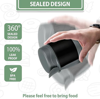 10oz Soup Thermo for Hot Food Kids,Lunch Thermo Kids Food Jar with Spoon Hot Insulated Food Containers,Leak Proof Stainless Steel Wide Mouth Lunch Food Thermo Jar for School(Black)