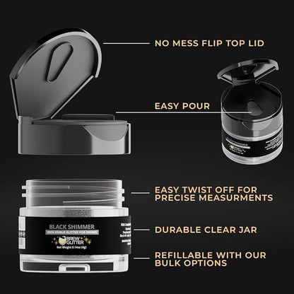 Brew Glitter Black Edible Drink Glitter 1x 4g Jar for Cocktails, Beer, & Beverages