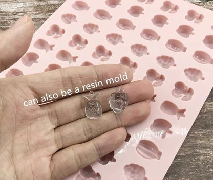 Mini Silicone Molds,120 Cups Chocolate Drops Mold,Fondant Cake Mold for Chocolate,Hard Candy,Biscuits,Cookie,Jelly,Sugarcraft,Homemade Treats and DIY Baking,2 Pack(66 Fruit & 54 Animal) Pink