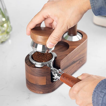 MOJAE 53mm Espresso Distributor, Coffee Distributor, Espresso Distribution Tool, Adjustable Depth Espresso Leveler with Walnut Wood Handle, Fits for 54mm Breville Barista Portafilter