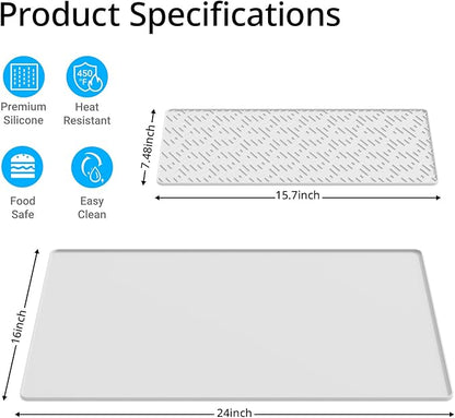 Silicone Coffee mat 24''x16'' – Non-Slip Bar Mat with Detachable Drying Layer for Espresso Machines, Countertops & Dish Racks