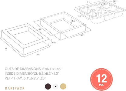 BAKIPACK 12 Truffle Boxes, Chocolates Box, Dark Brown Truffle Gift Packaging with 9-Piece Plastics Tray