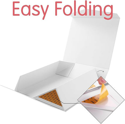 Extra Large Gift Box with Lid 16.3x14.2x5 Inches, White Magnetic Gift Box for Clothes and Large Gifts (Matte White)