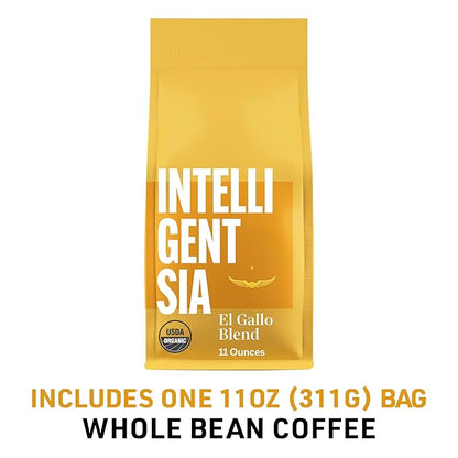 Intelligentsia Coffee, USDA Organic Light Roast Whole Bean Coffee - El Gallo Blend 11 Ounce Bag