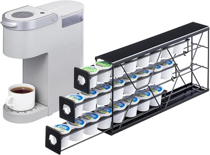 Flagship K Cup Holder Drawer 3 Tier Coffee Pod Holder for K Pod Save Space Countertop Kitchen (24 Pods Capacity)