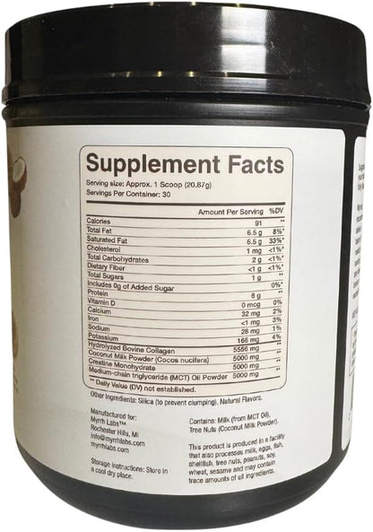 CreaFuel Creatine Collagen MCT Coconut Coffee Creamer Powder Sugar Free Keto and Paleo Friendly Supplement for Muscle Energy Brain Health Skin and Joint Support 30 Servings