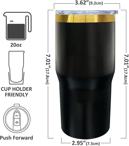20 oz Tumbler Stainless Steel Tumbler with Lid and Straw, Double Wall Vacuum Insulated Travel Coffee Mug for Laser Engrave, Powder Coated Cups for Hot and Cold Drinks (Black,1 pack)