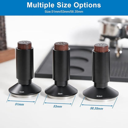 53mm Espresso Tamper & Magnetic WDT Tool, Barista Cofee Tamper with Spring Loaded, Anodized Aluminum Alloy Handle, Stainless Steel Corrugated Base with Cover for Portafilter Basket