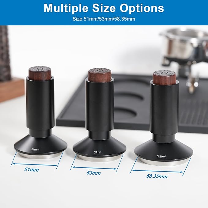 51mm Espresso Tamper & Magnetic WDT Tool, Barista Cofee Tamper with Spring Loaded, Anodized Aluminum Alloy Handle, Stainless Steel Corrugated Base with Cover for Portafilter Basket