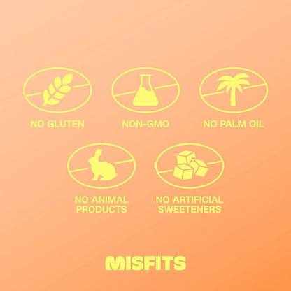 Misfits Vegan Protein Bars, Peanut Butter Fudge - Updated Recipe | Plant Based, Low Sugar & Carb, High Fiber Snacks | Pack of 12