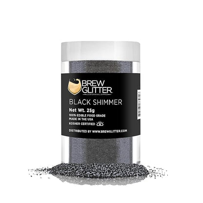 Black Shimmer BREW GLITTER Edible Glitter For Drinks, Cocktails, Beer, Garnish Glitter & Beverages | KOSHER & HALAL Certified | 100% Edible & Food Grade | Vegan, Gluten, Nut Free (25g, Black Shimmer)