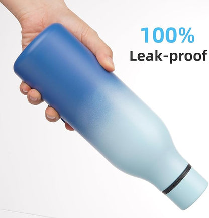 Insulated Water Bottle with Strap,18 oz Double Wall Stainless Steel Vacuum Bottles Metal Water Flask,Sky