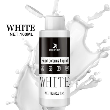 Food Coloring - Vibrant Liquid Icing Food Coloring Set for Baking, Cake Decorating, Easter Egg, Airbrush - Tasteless Food Color Dye for Fondant, Slime, DIY Crafts - 5.5 Fl.oz / 160ml Each (White)