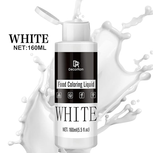 Food Coloring - Vibrant Liquid Icing Food Coloring Set for Baking, Cake Decorating, Easter Egg, Airbrush - Tasteless Food Color Dye for Fondant, Slime, DIY Crafts - 5.5 Fl.oz / 160ml Each (White)