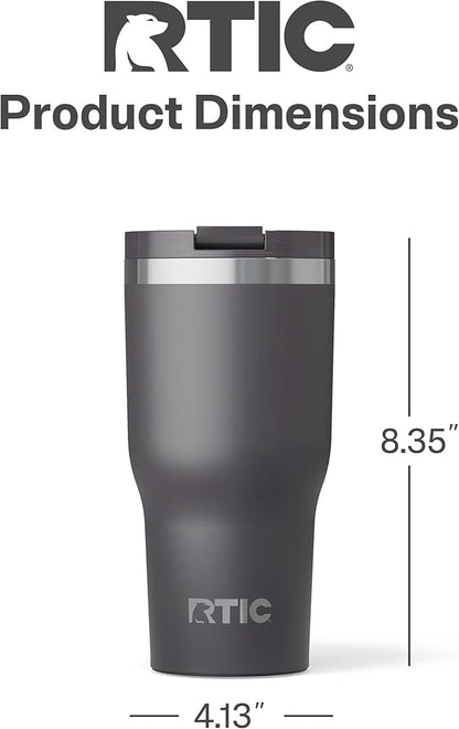 RTIC 30oz Essential Tumbler with Lid, Insulated, Stainless Steel, Metal, Double Wall Vacuum-Insulation, Ceramic Lined, Travel Cup for Iced Coffee, Tea, Hot and Cold Drink, Graphite
