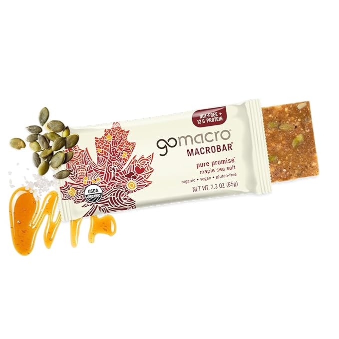 GoMacro MacroBar Organic Vegan Protein Bars - Maple Sea Salt (2.3 Ounce Bars, 12 Count)