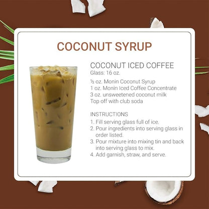 Monin - Coconut Syrup, Creamy Tropical Flavored Syrup, Coffee Syrup, Natural Flavor Drink Mix, Simple Syrup for Coffee, Lemonade, Cocktails, & More, Gluten-Free, Non-GMO, Clean Label (1 Liter, 2-Pack)